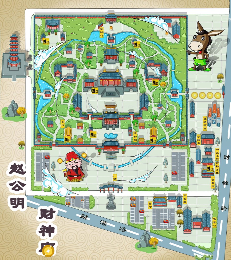青原寺庙类手绘地图